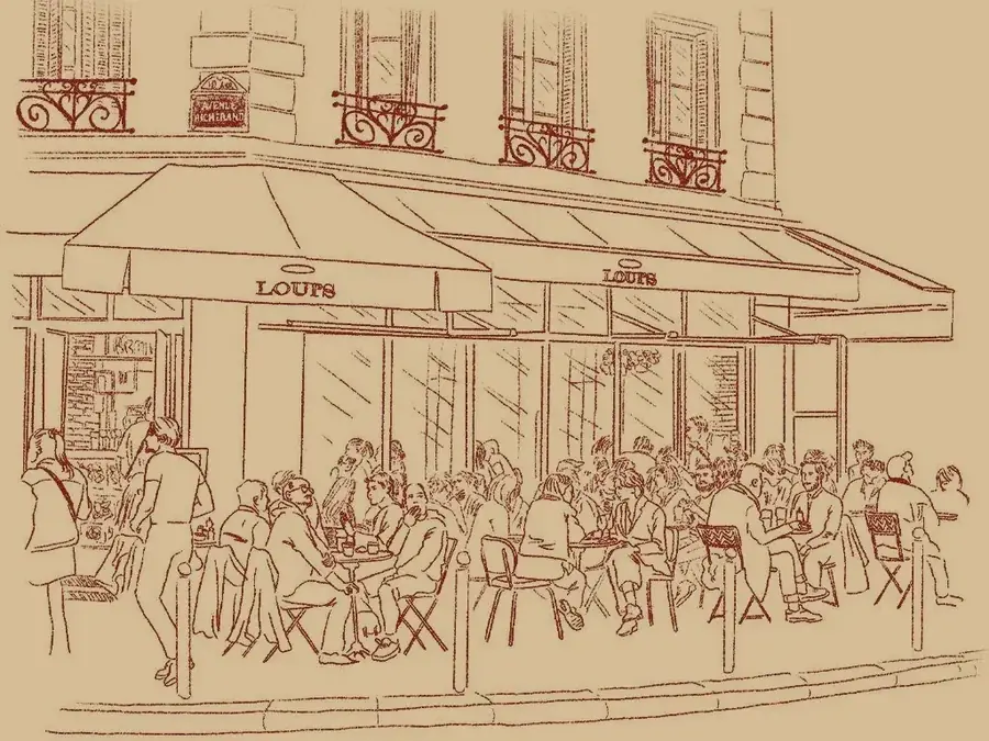 Illustration de la façade du restaurant Le Loui's Corner, 49 rue Bichat, Paris 10